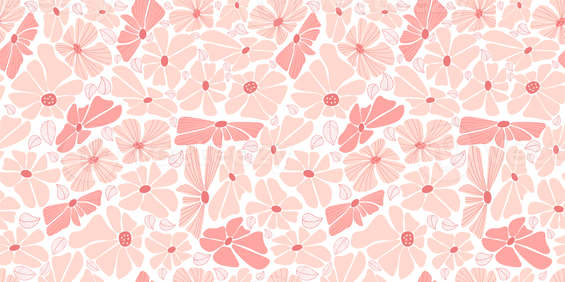 Seamless pattern with groovy flowers png