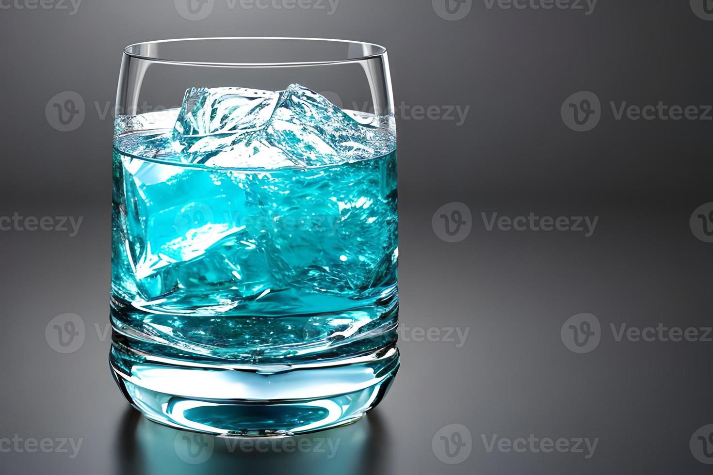 Blue cocktail alcohol drink with ice studio commercial promotion and marketing product background. photo
