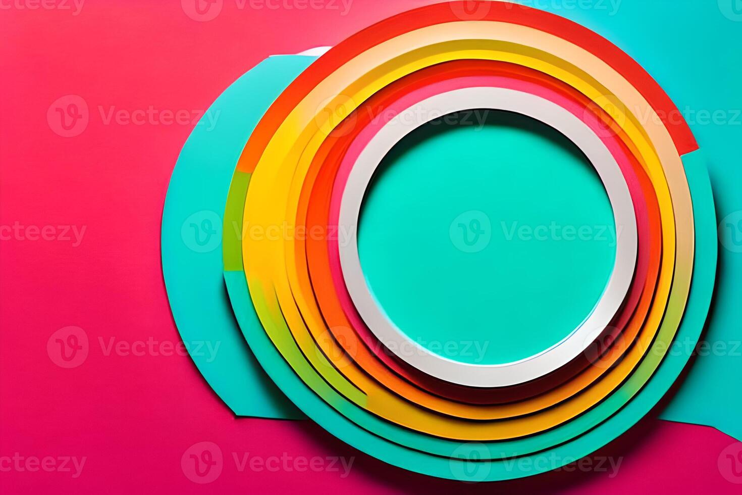 Rainbow colorful paper circle background. Template illustration for design material, element and backdrop. photo