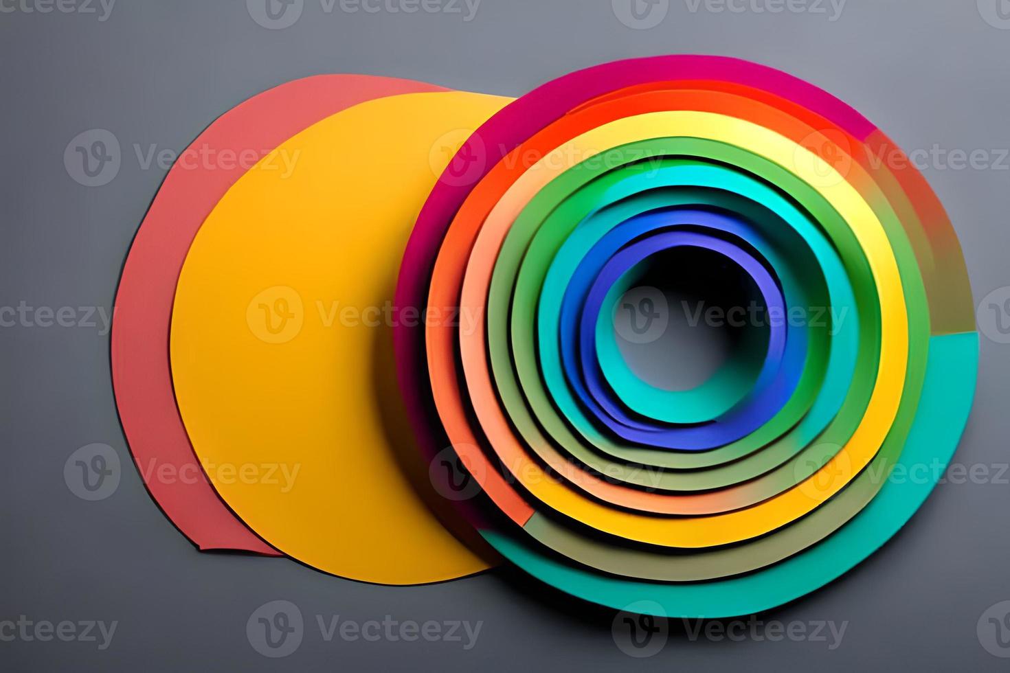 Rainbow colorful paper circle background. Template illustration for design material, element and backdrop. photo