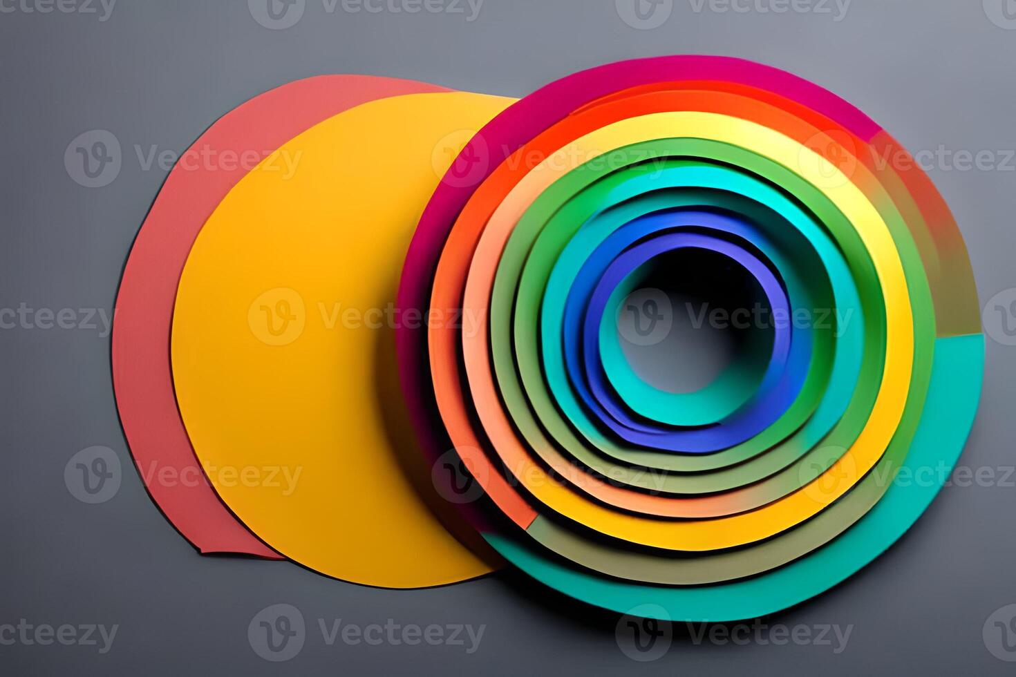 arco iris vistoso papel circulo antecedentes. modelo ilustración para diseño material, elemento y fondo. foto