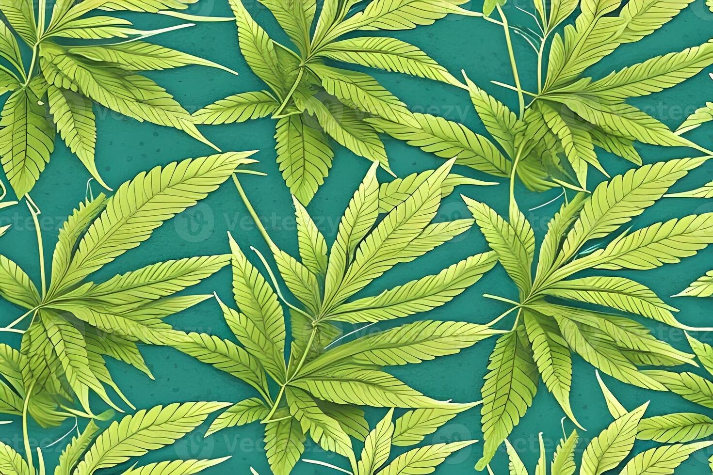 Green cannabis marijuana leaves seamless pattern background. Cannabis clip and background. Concept of drugs, hemp photo