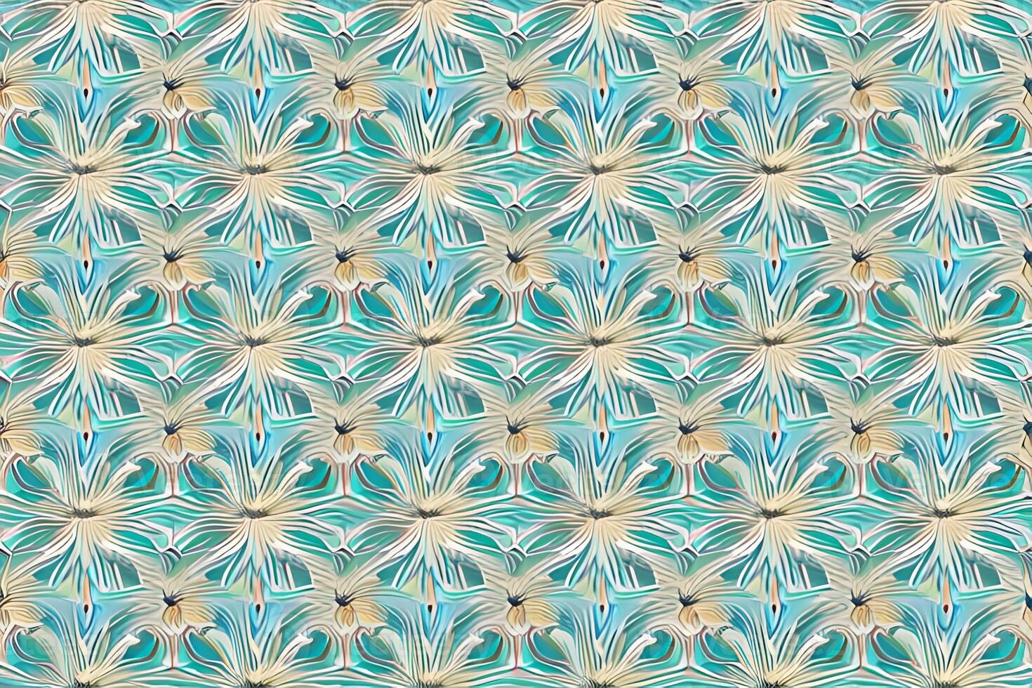 Abstract blue flower and leaves seamless pattern background. Flower and leaf clip illustration texture. photo