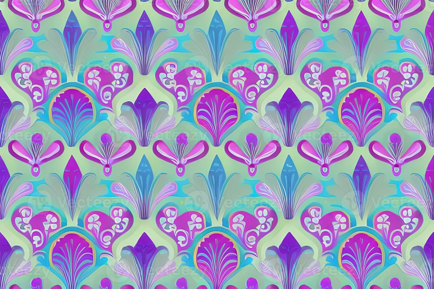 resumen púrpura flor y hojas sin costura modelo antecedentes. flor y hoja acortar ilustración textura. foto