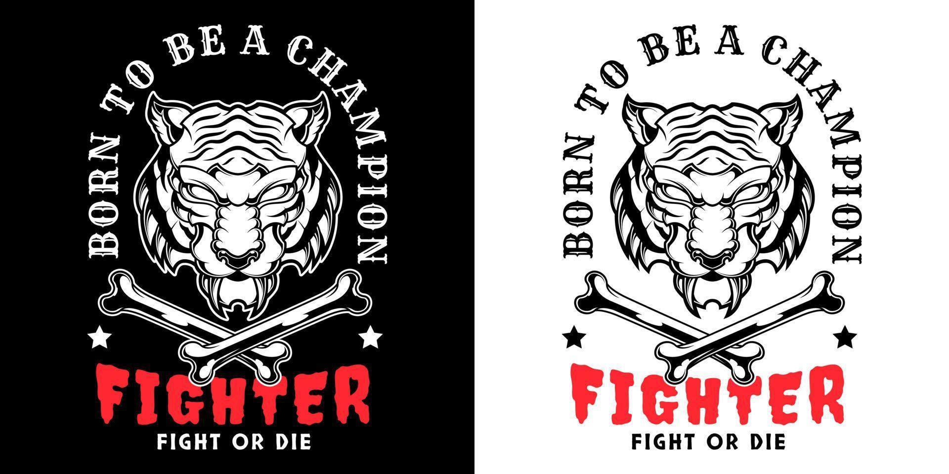Angry tiger head logo monochrome in black and white vintage style isolated vector illustration