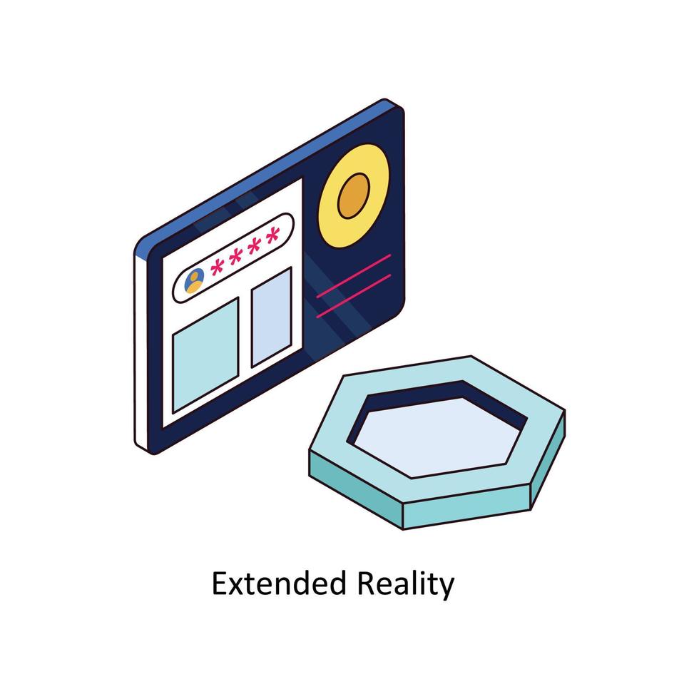 Extended Reality Vector Isometric  Icons. Simple stock illustration stock