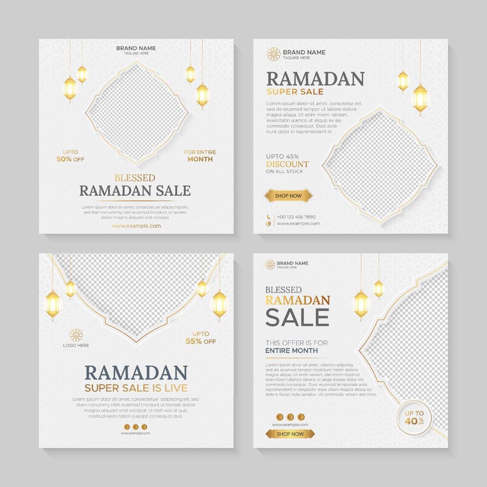 Ramadan Kareem sale banners collection, social media post templates vector