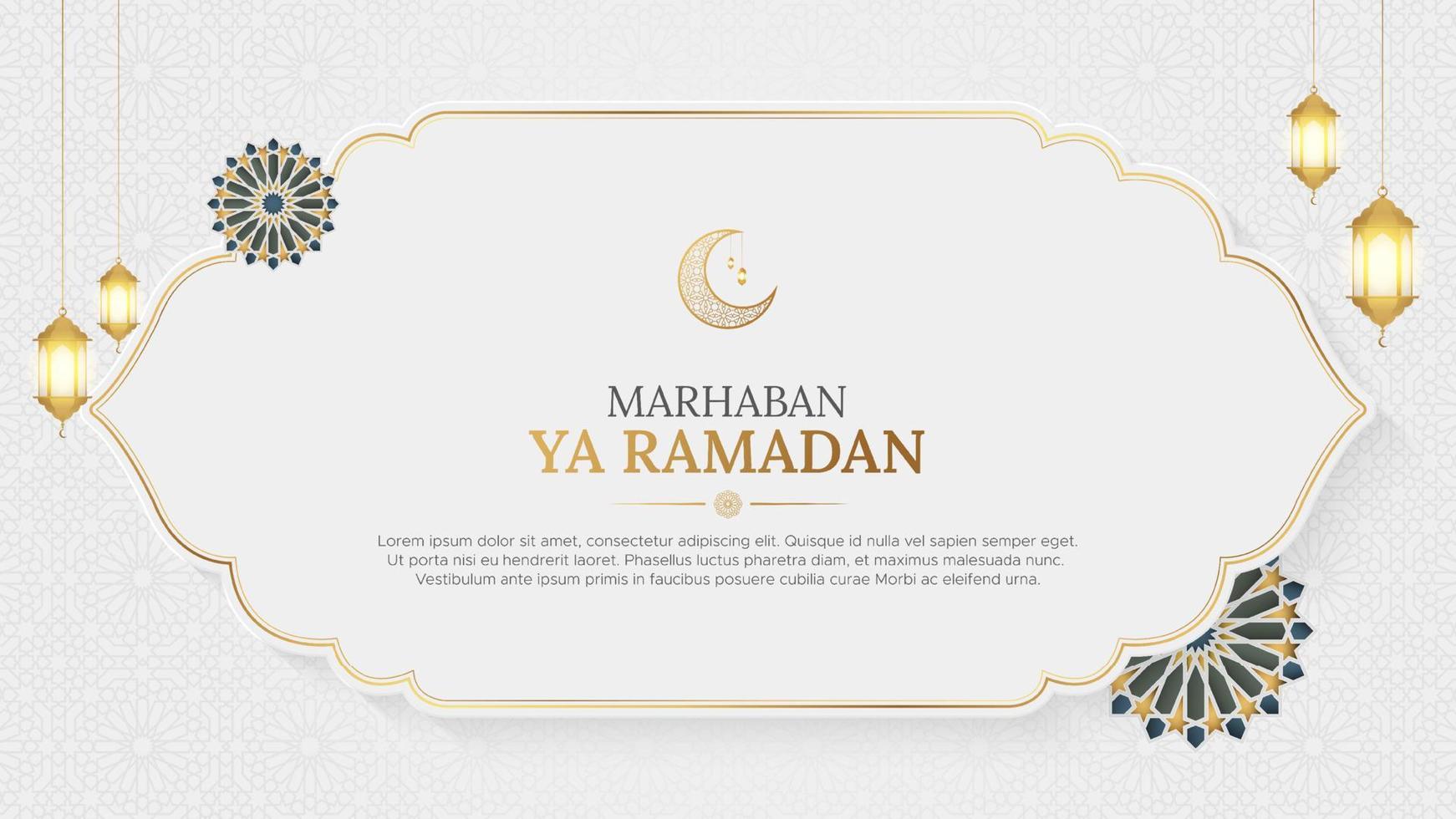 Ramadan Kareem Islamic white and golden background with Arabic pattern ornaments vector