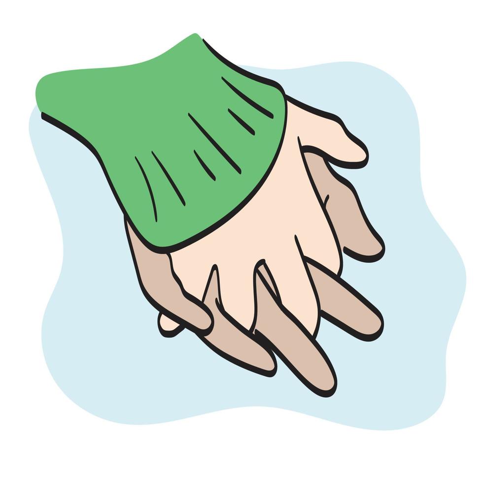 closeup lover hand holding illustration vector hand drawn isolated on white background line art.