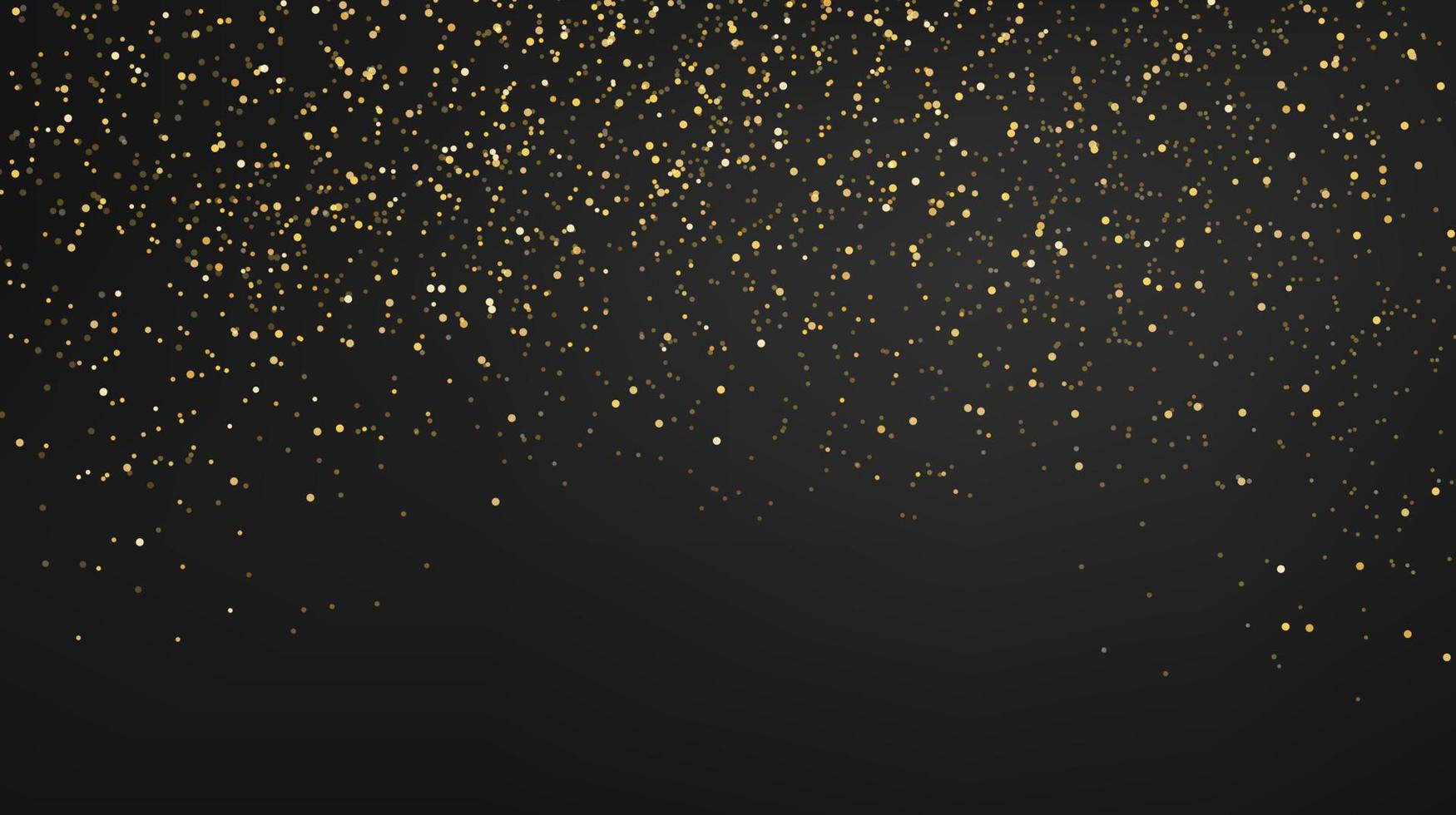 dorado Brillantina partículas en oscuro antecedentes. dorado brillante papel picado asperja efecto. festivo diseño para Navidad, nuevo año o día festivo. vector ilustración