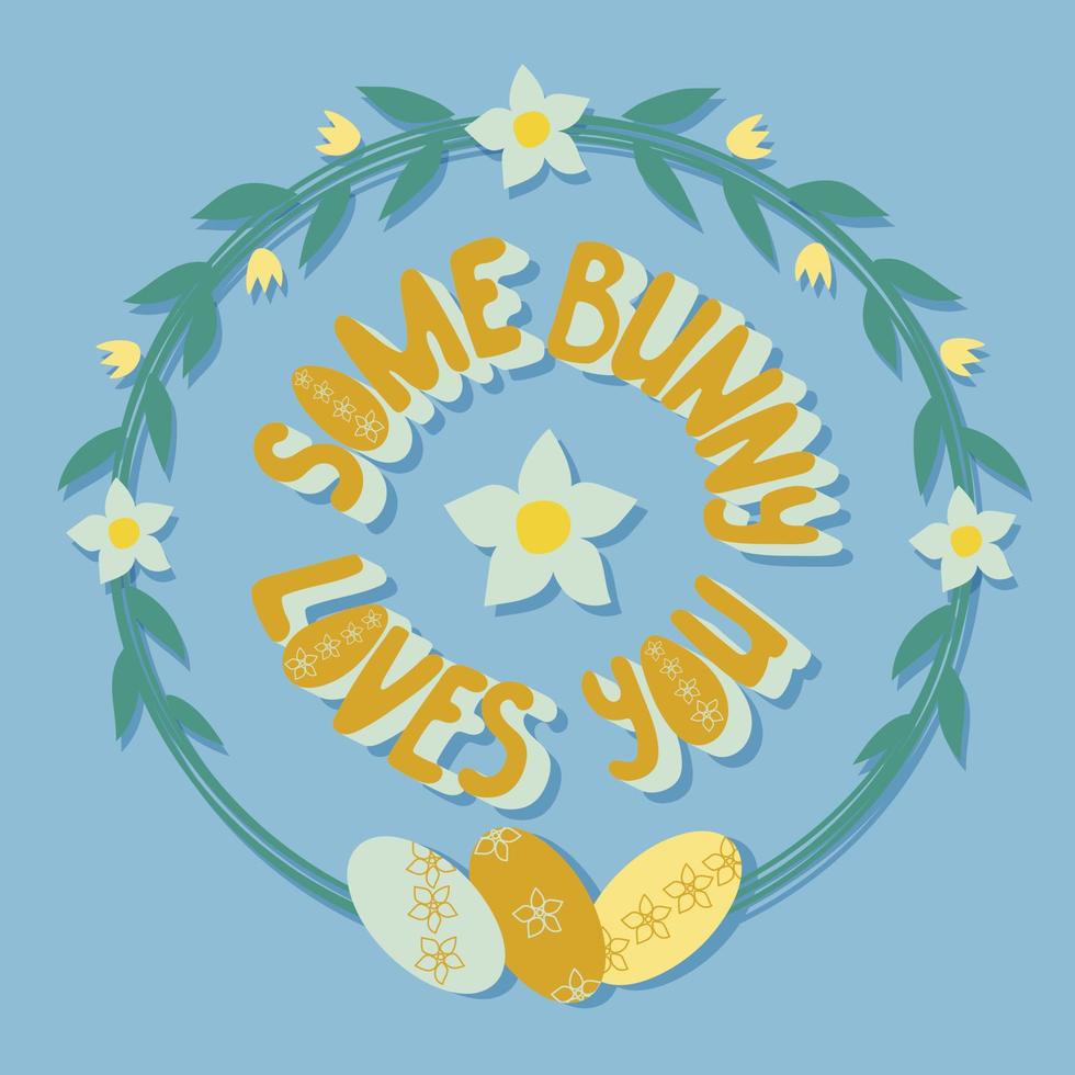 Cutout childish art typographic poster with sign Hoppy Easter with spring related elements. Word playing with hop and happy. Great for poster, card, cover, background, t-shirt design, textile print vector