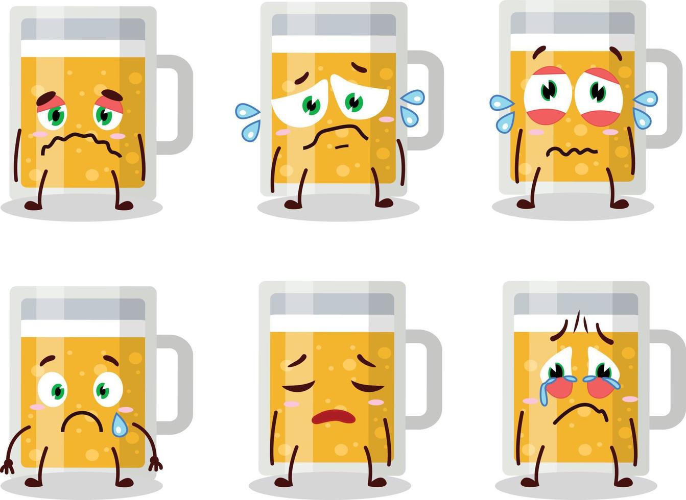 Mug of beer cartoon character with sad expression vector