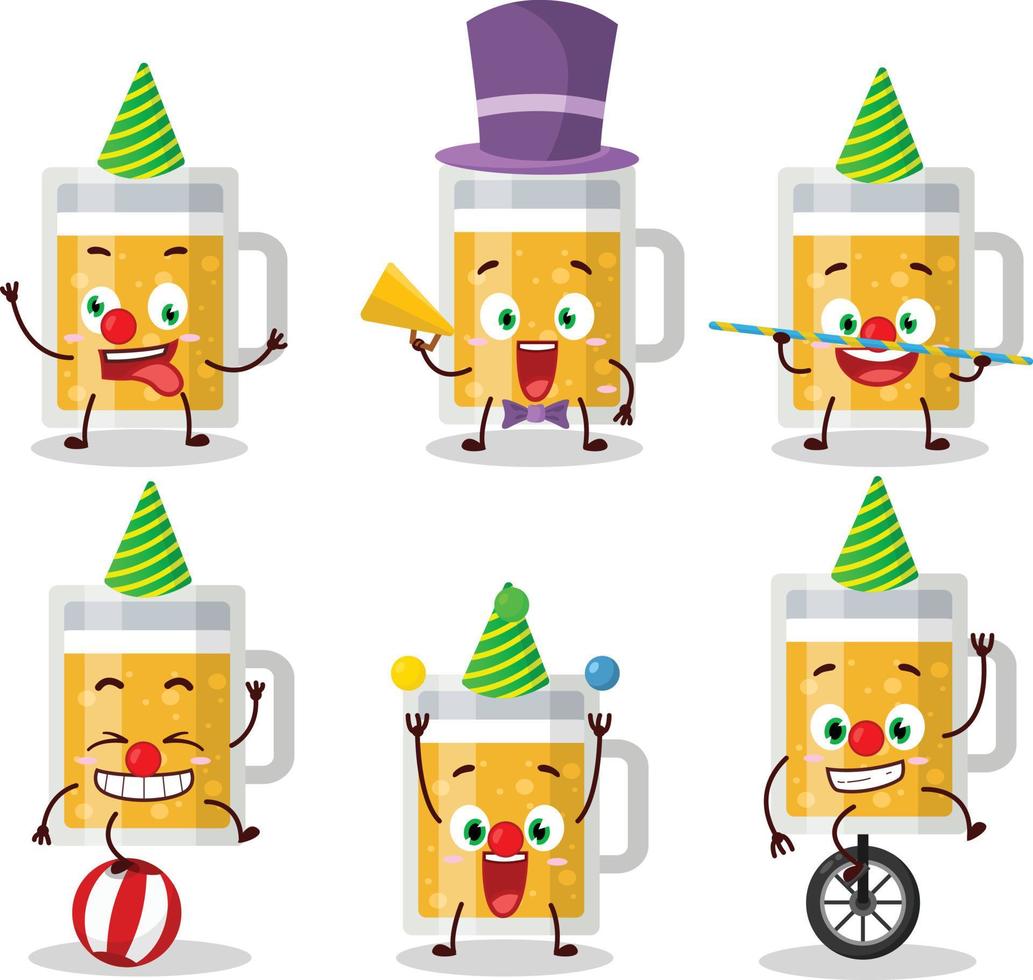 Cartoon character of mug of beer with various circus shows vector