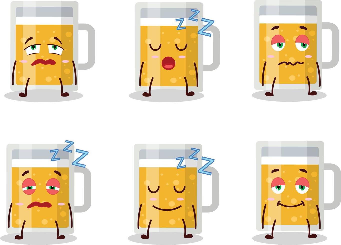 Cartoon character of mug of beer with sleepy expression vector