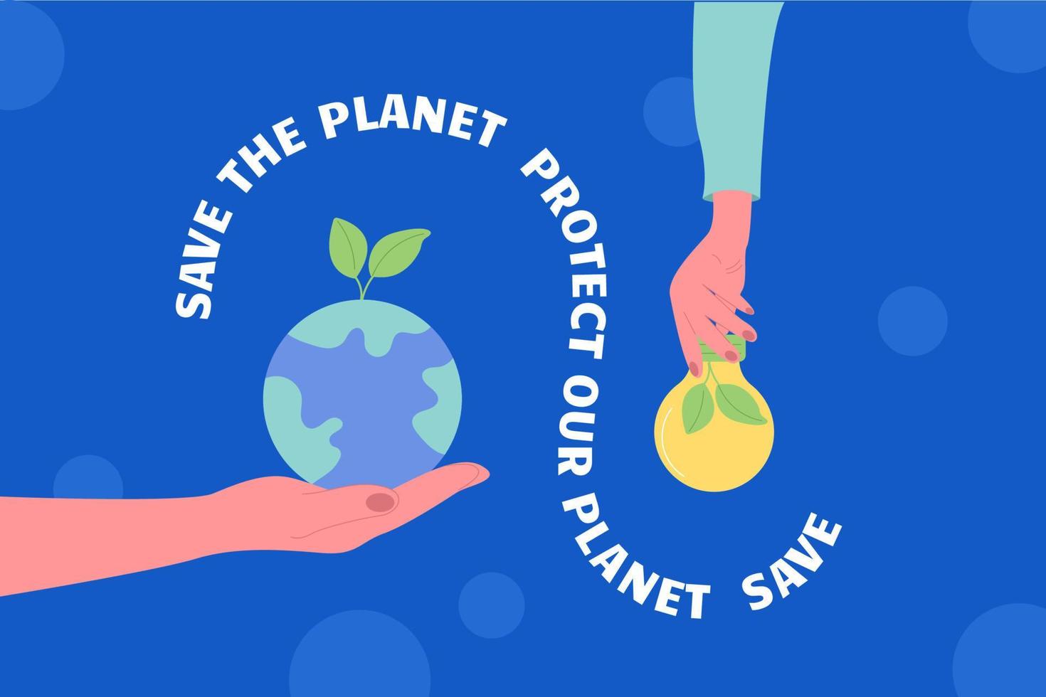 Earth Day illustration hand draw. Save our planet. Protect our planet. vector