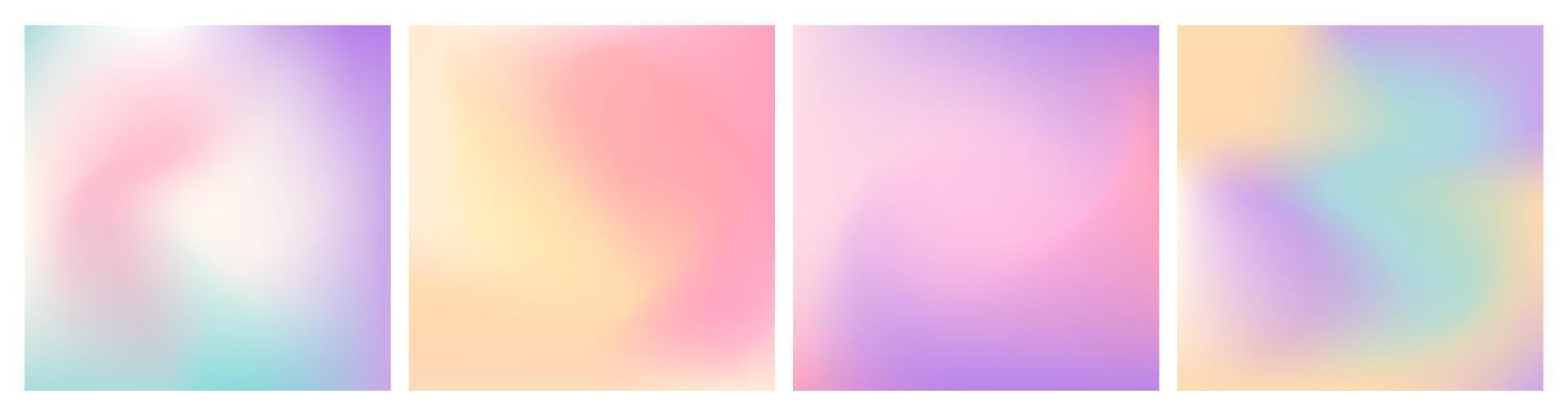 Set of mesh blurred unfocused gradients in pastel colors. Abstract y2k fluid background. Template, banner, poster, card vector