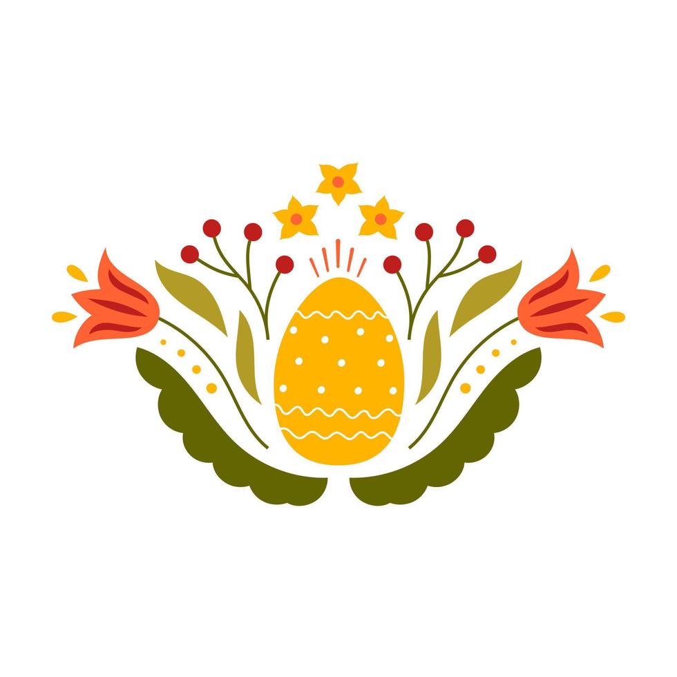 Easter design with flowers. Template for poster, greeting card, invitation or postcard. vector