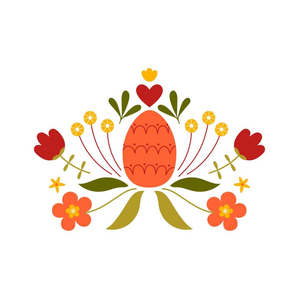 Easter design with flowers. Template for poster, greeting card, invitation or postcard. vector