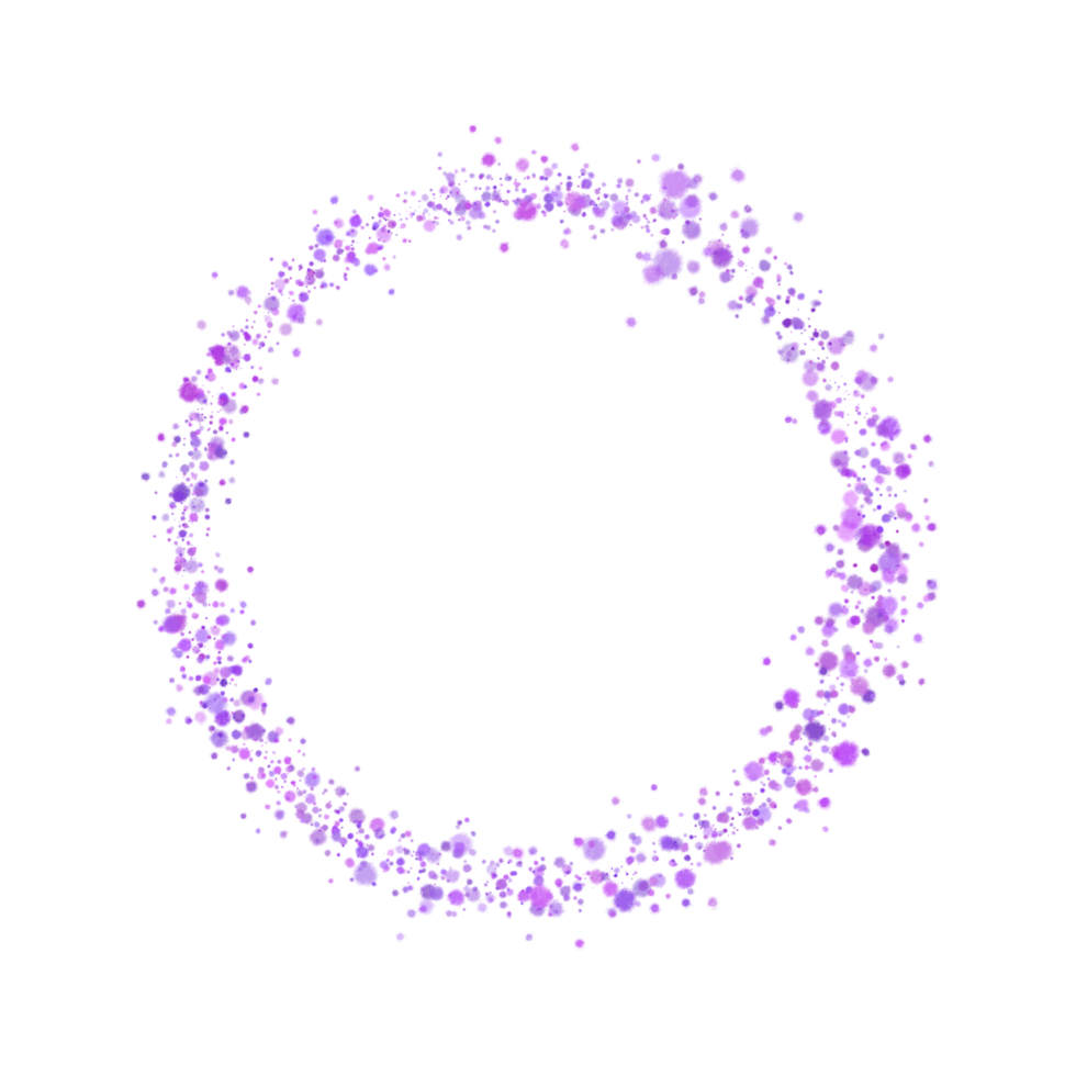 Round dots frame with empty space for your text. Frame made of blue spots or dots of various size. Circle shape. png