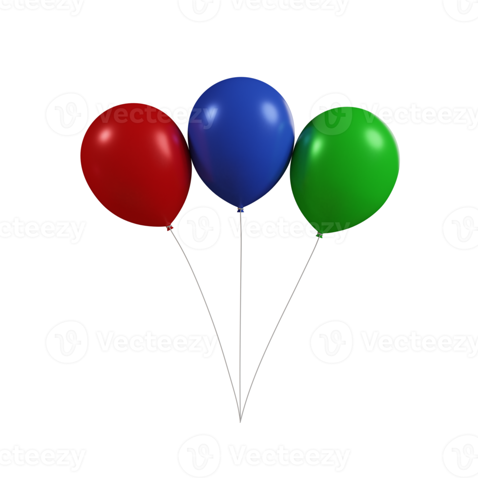 Colorful balloons. 3d rendering png