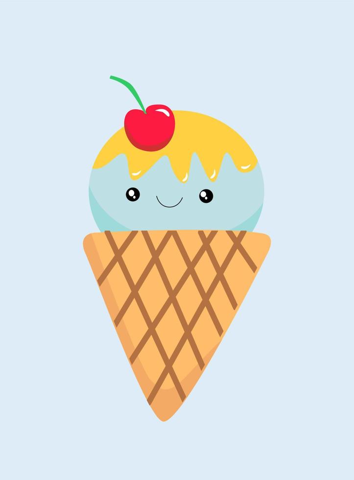 Refreshing Scoops Ice Cream with cerry Vector Design cute funny