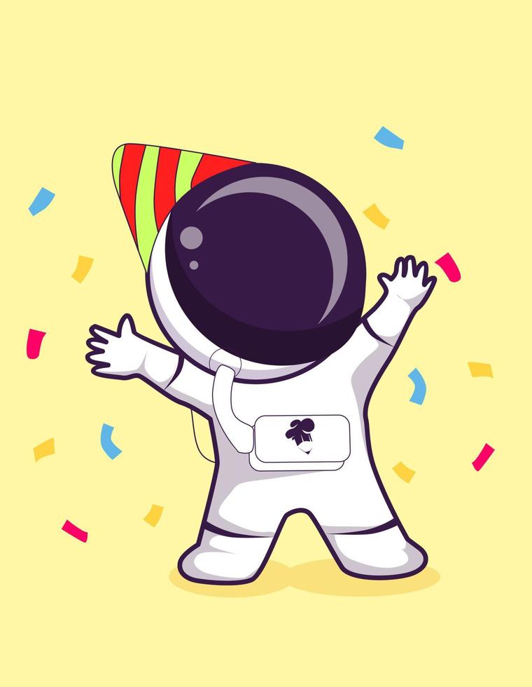 Astronaut Anniversary Icon Concept Isolated Premium Vector. Flat Cartoon Style vector