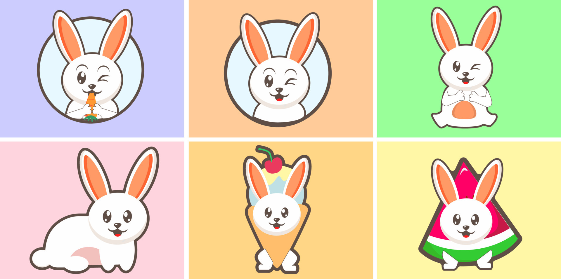 Easter cute happy bunny rabbit vector characters set. Easter bunny or
