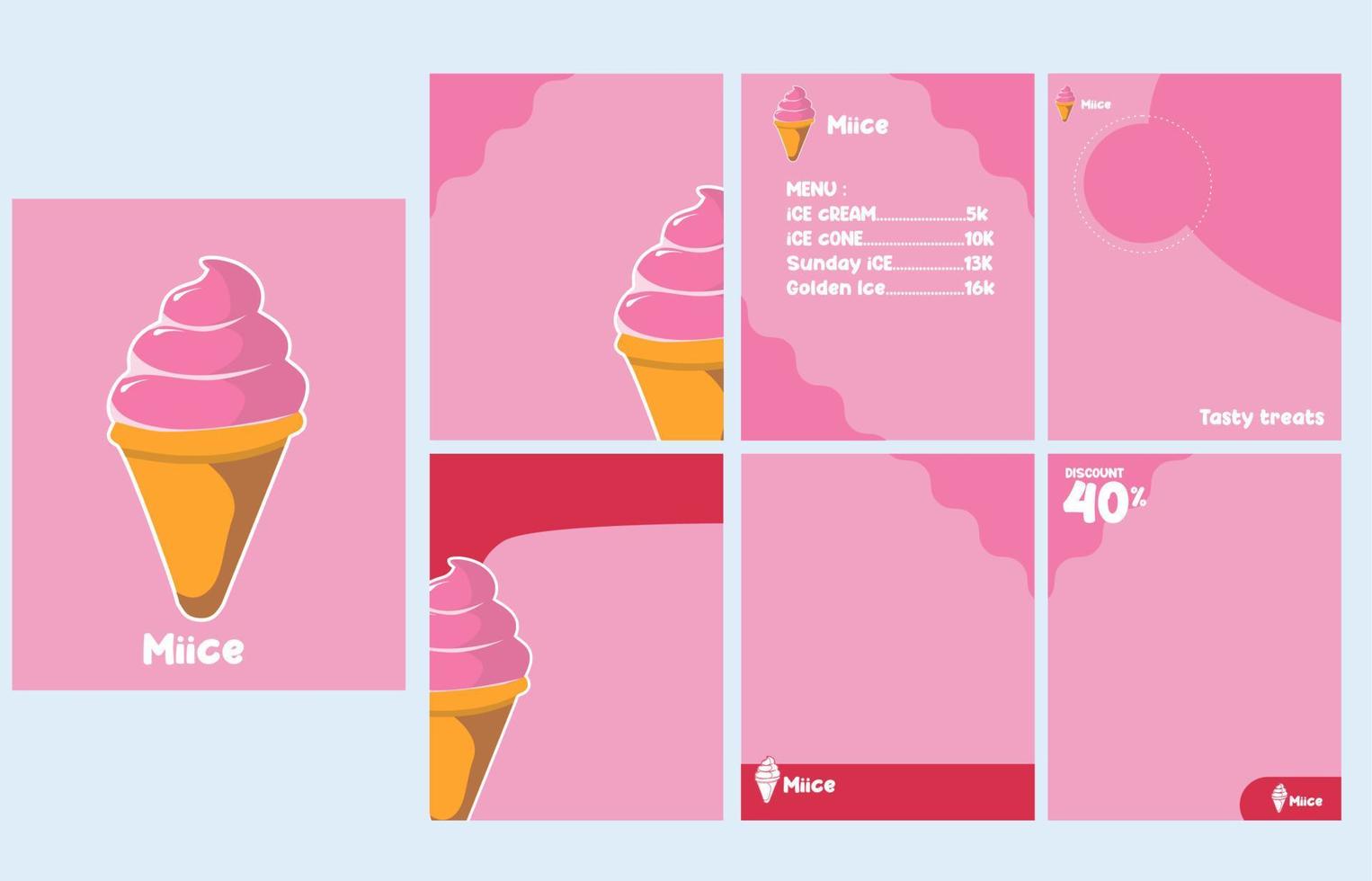 social media template banner ice cream sale promotion. fully editable square post frame puzzle organic sale poster vector