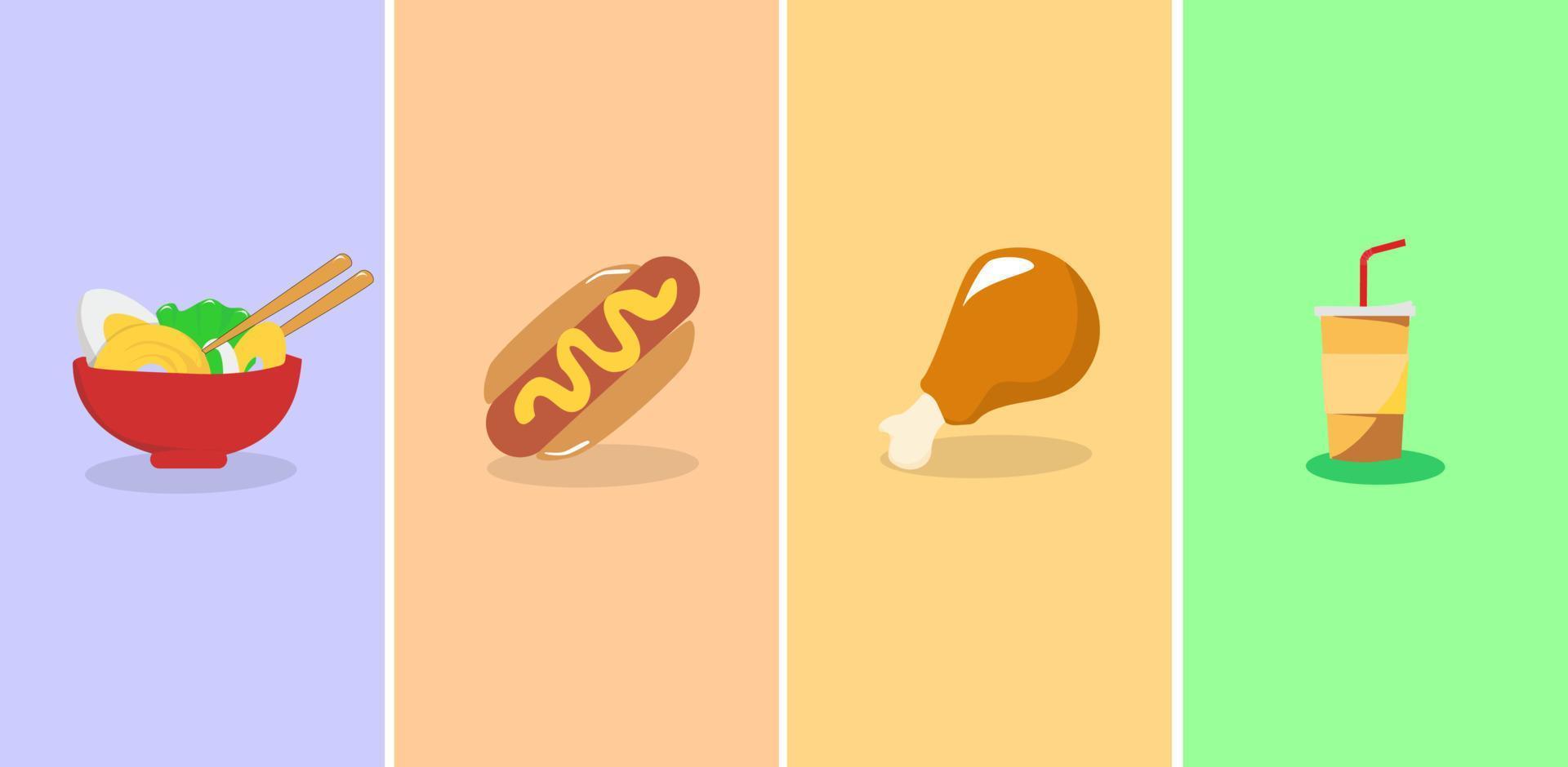 rápido comida 3d realista hacer vector icono conjunto , fideos, pollo, Hot dog, reajuste salarial