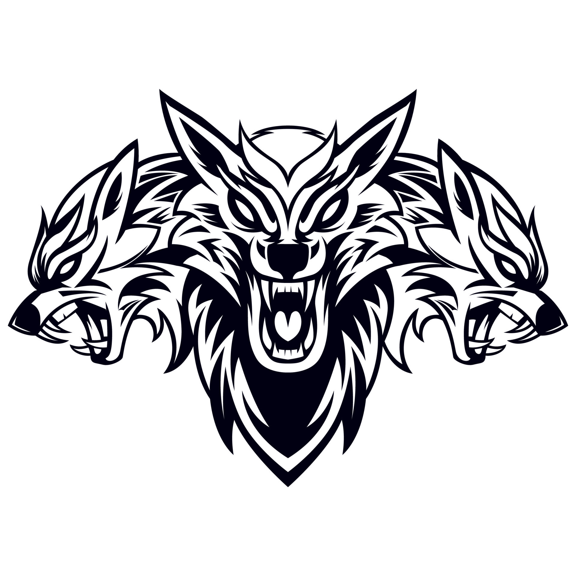 Cerberus Wolf Drawing Vector Black And White Isolated on White Background  Design Template 21514340 Vector Art at Vecteezy