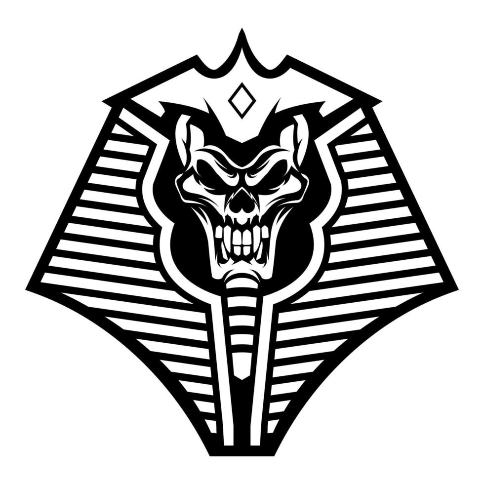 Pharaoh skull vector illustration. Egyptian mummy, skeleton,. Ancient Egypt history and mythology concept for emblems and graphic design.