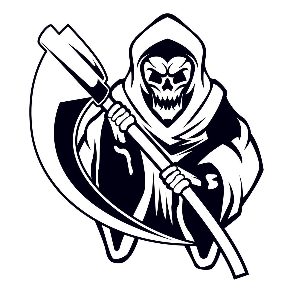 Grim Reaper Vector. Grim Reaper Vector black and white illustration. isolated on a white background.