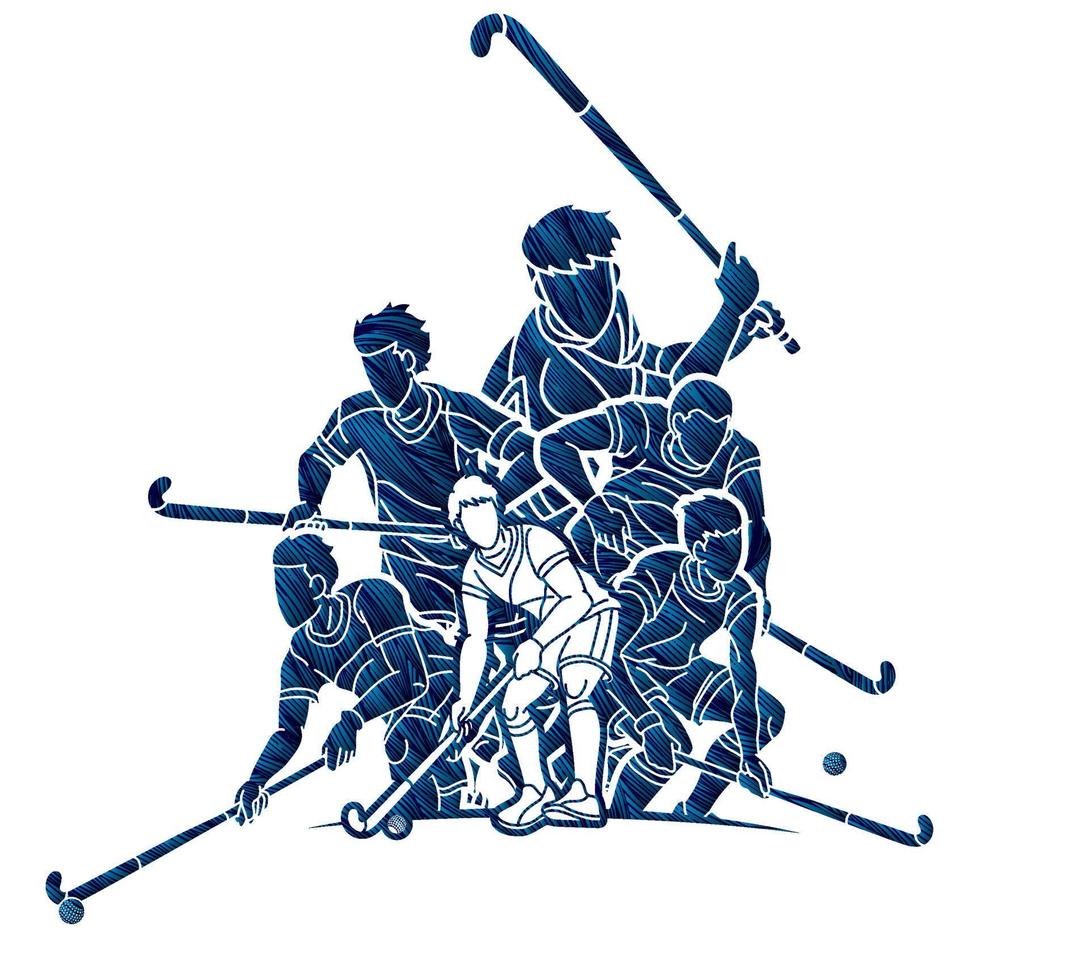hockey sobre césped deporte equipo masculino jugadores vector