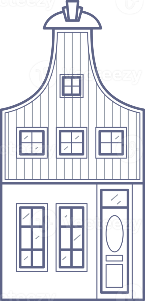 alt europäisch Haus. Fassade von europäisch alt Gebäude im skandinavisch Stil. Holland heim. Gliederung Illustration png