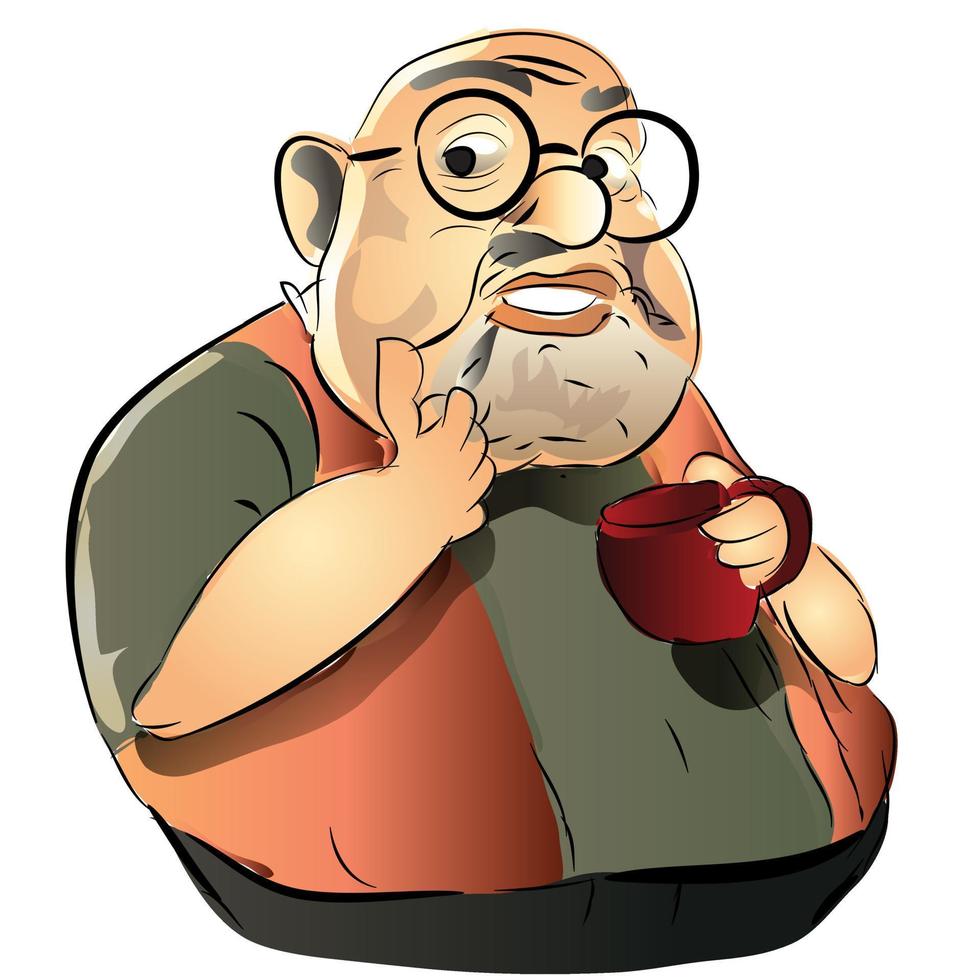 Grandpa Coffee Cartoon vector