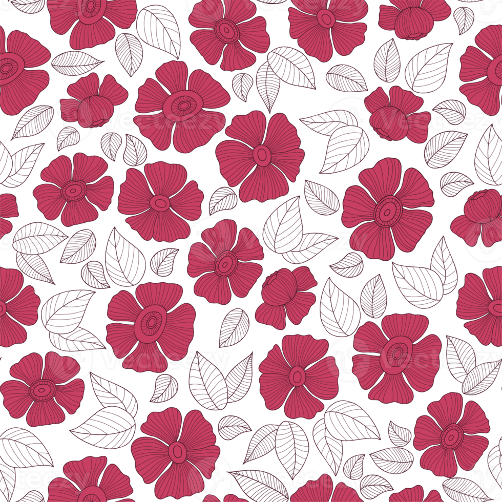 Retro floral seamless pattern. linear flower png