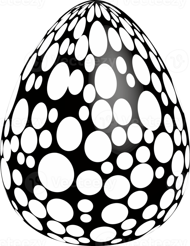 Monochrome Easter egg with dotted pattern. Realistic celebration symbol png