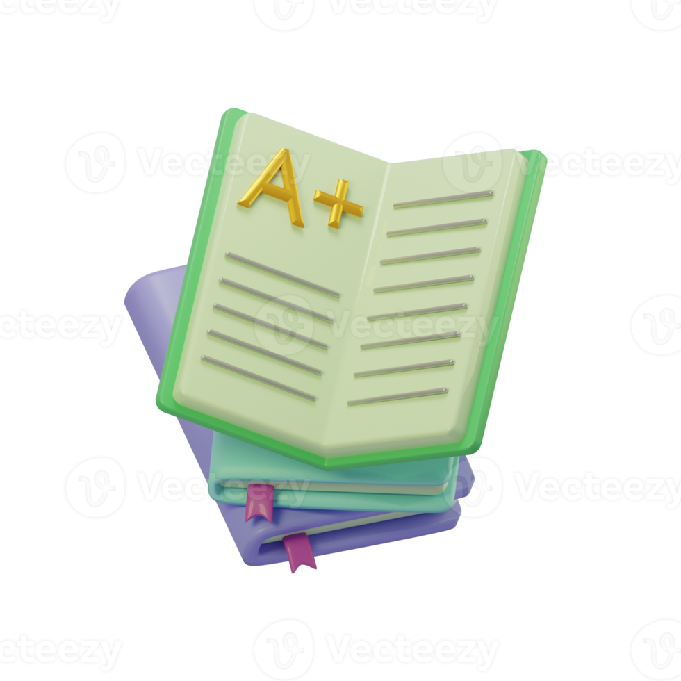 book report 3d render png