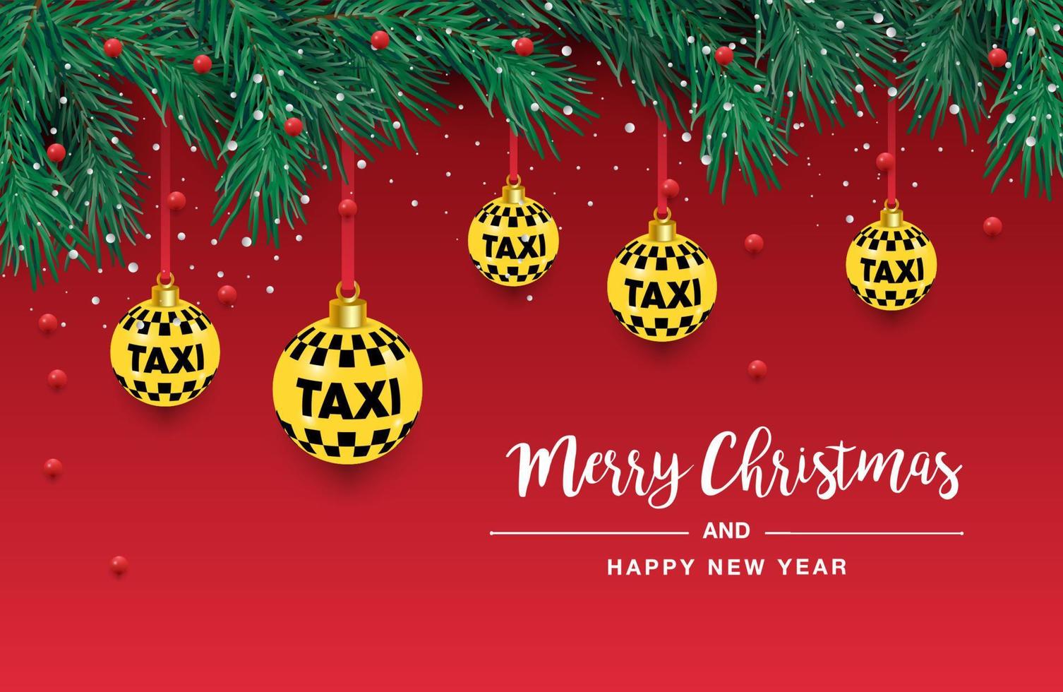 un hermosa Navidad árbol en el vector. ilustración para un Taxi póster. nuevo años y Navidad. Taxi, coche. vector ilustración