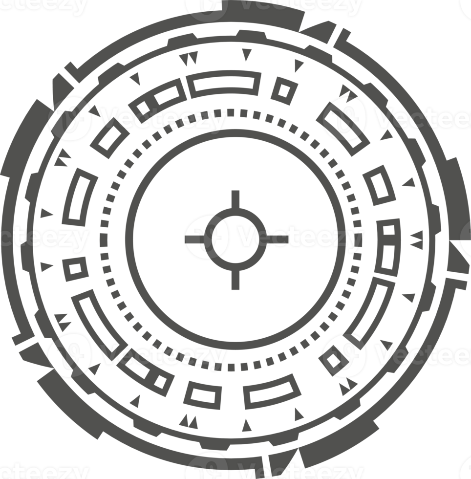 hud futuristisch Element. abstrakt optisch Ziel. Kreis geometrisch Formen zum virtuell Schnittstelle und Spiele. Kamera Sucher zum Scharfschütze Waffe png