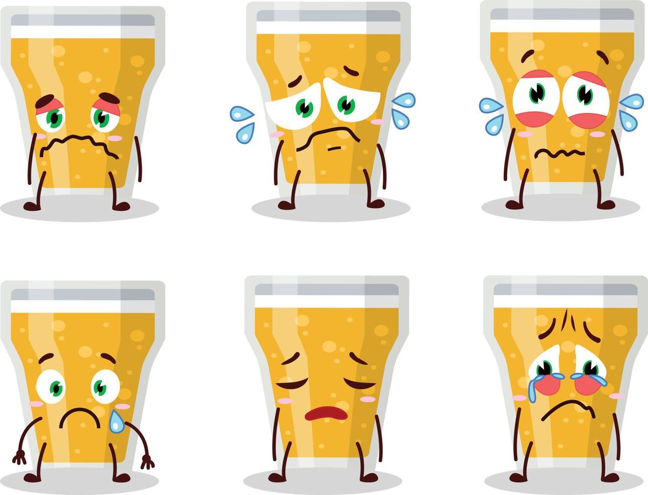 Glass of beer cartoon character with sad expression vector