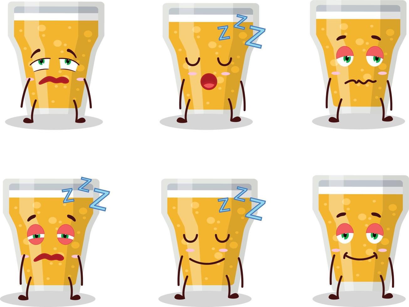 Cartoon character of glass of beer with sleepy expression vector