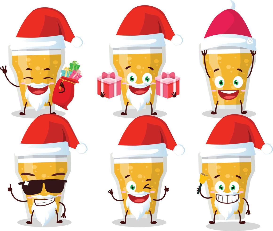 Papa Noel claus emoticones con vaso de cerveza dibujos animados personaje vector