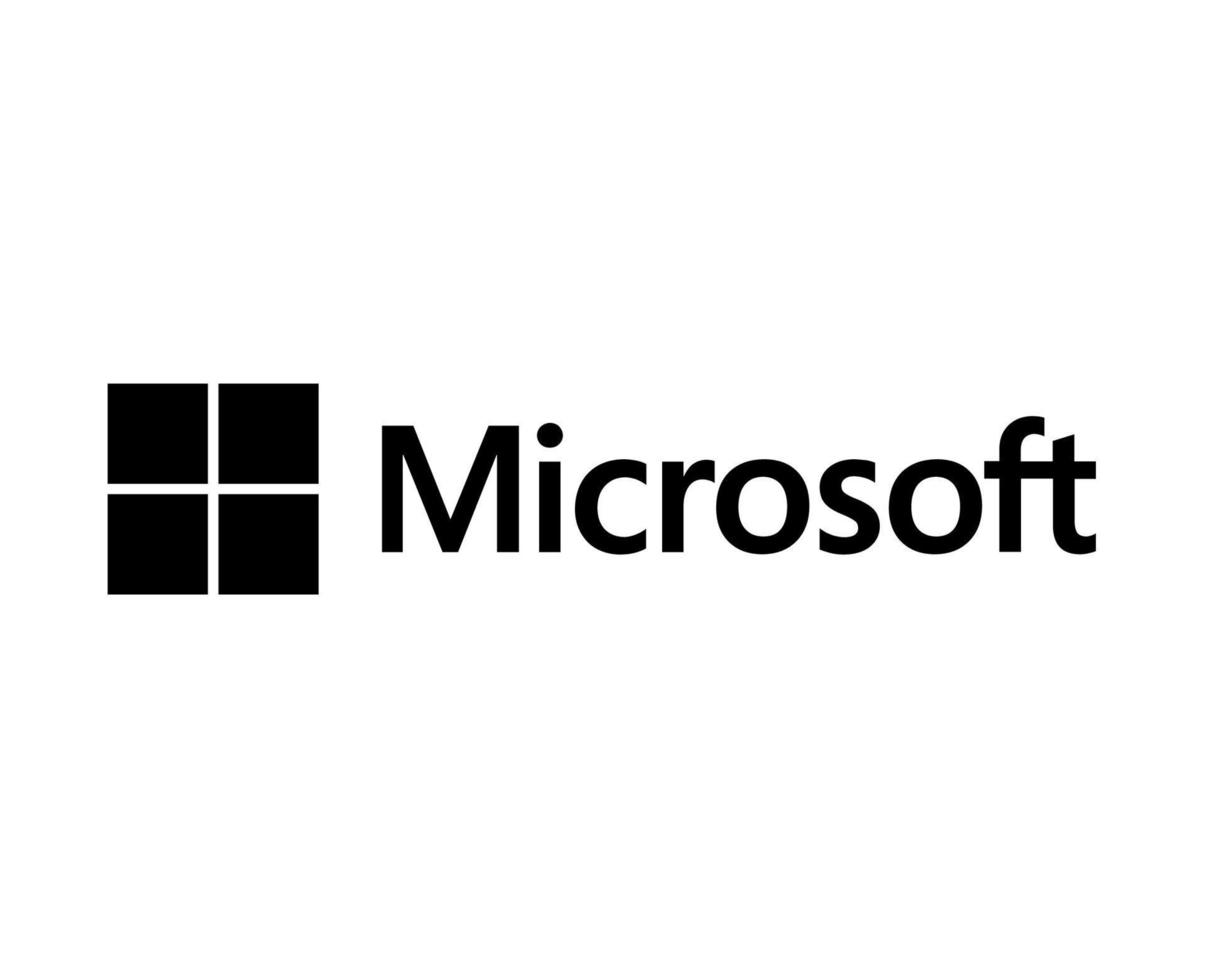 microsoft software logo marca símbolo con nombre negro diseño vector ilustración