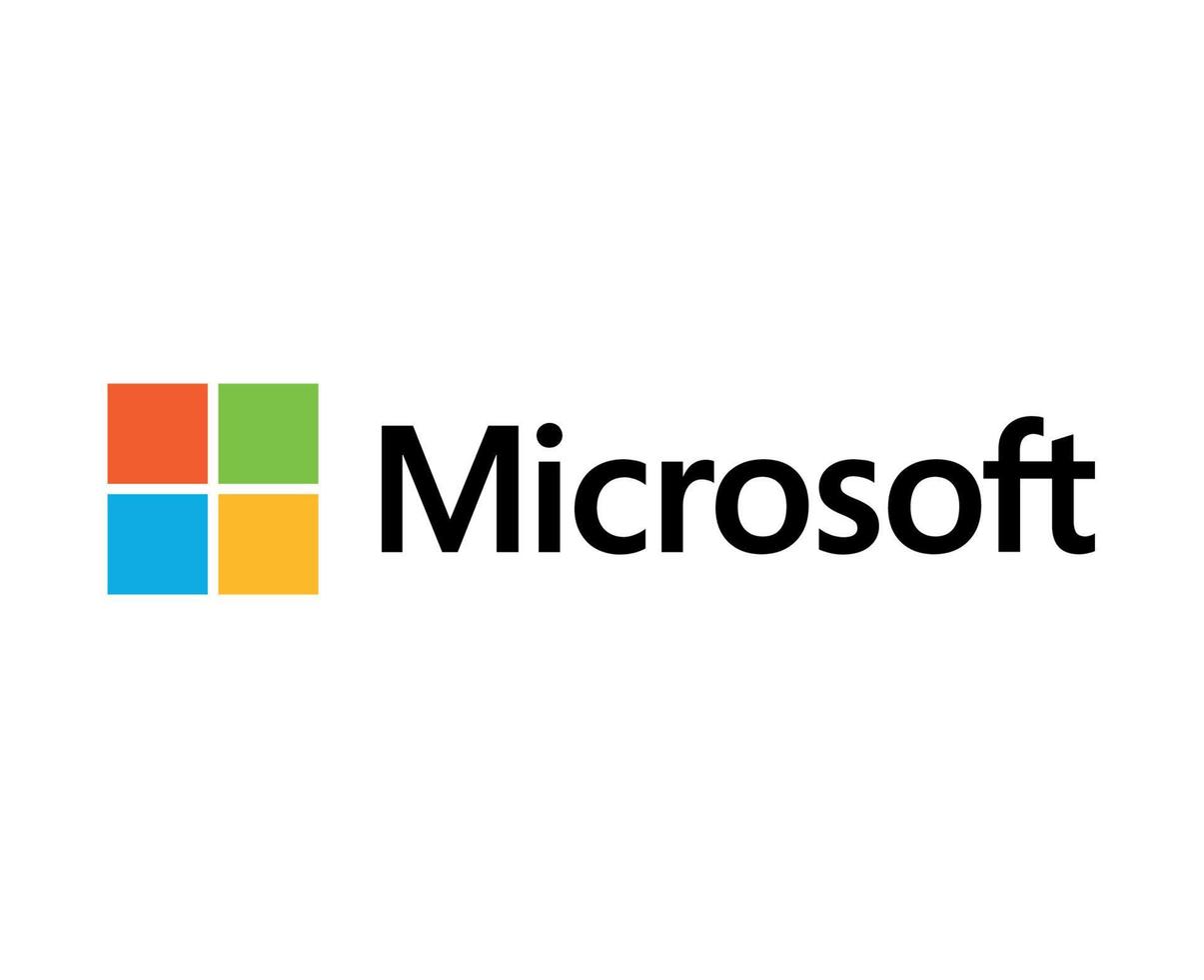 Microsoft Software Logo Brand Symbol With Name Design Vector Illustration
