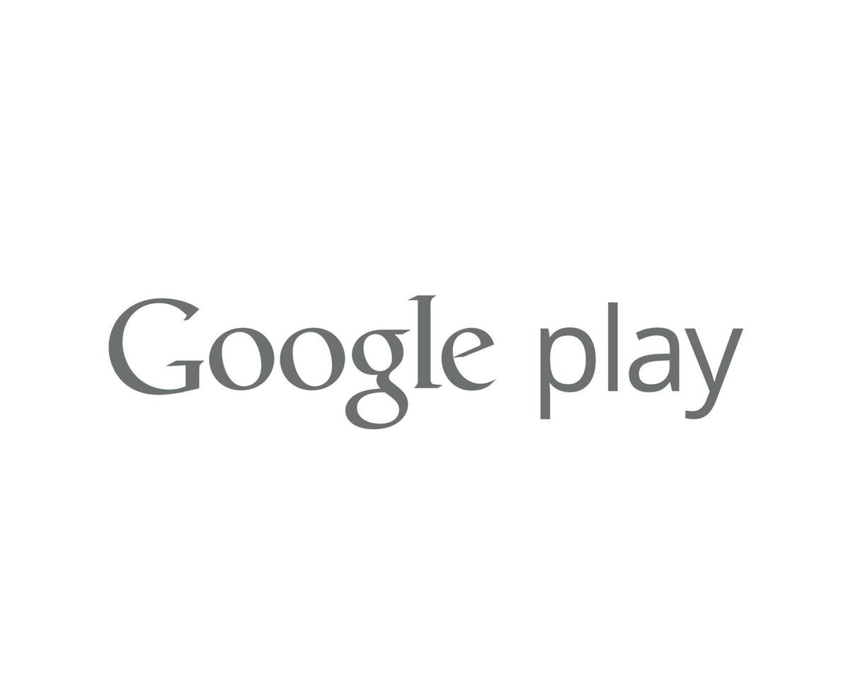 google jugar software móvil logo símbolo con nombre gris diseño vector ilustración