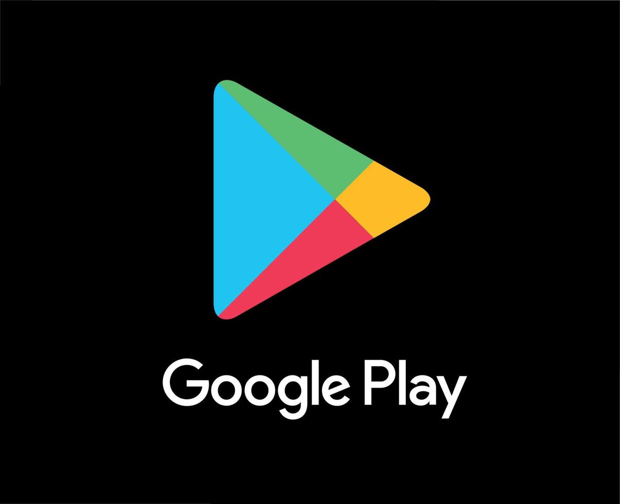 Google Play Logo Symbol With Name Design Software Mobile Vector Illustration With Black Background