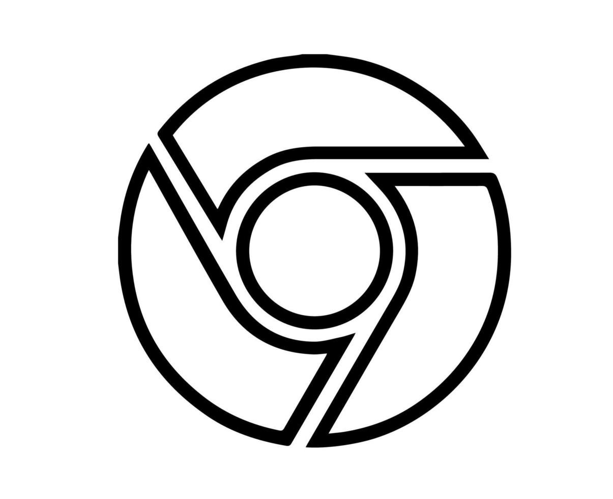 Google Chrome Logo Symbol Black Design Vector Illustration