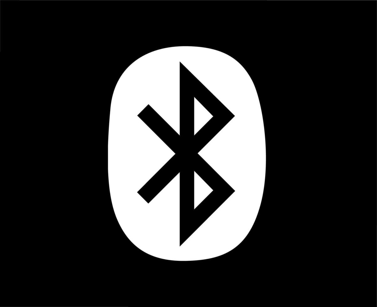 Bluetooth icono logo símbolo blanco diseño vector ilustración con negro antecedentes