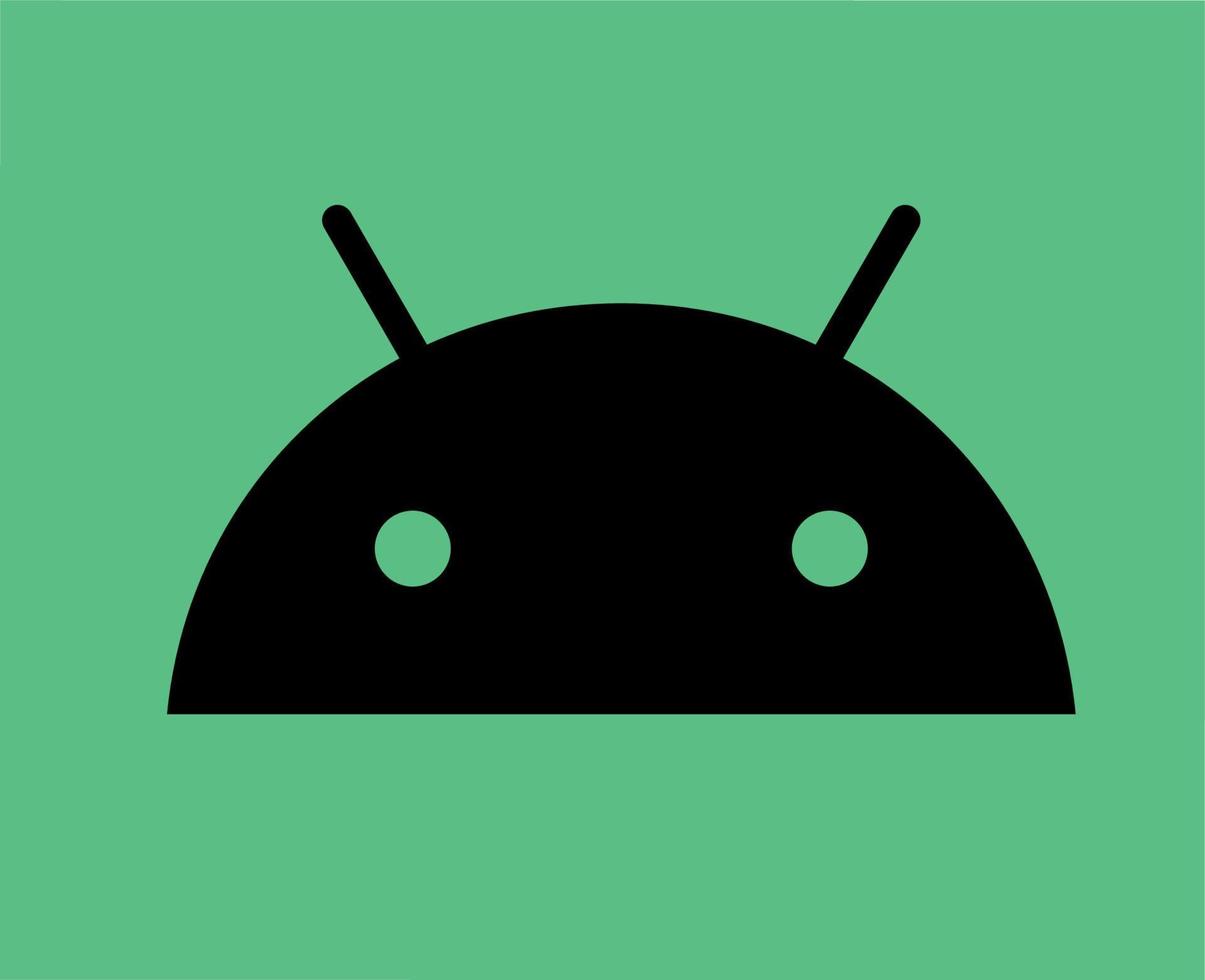 androide logo icono símbolo negro diseño operando sistema software teléfono vector ilustración con verde antecedentes